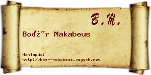 Boér Makabeus névjegykártya